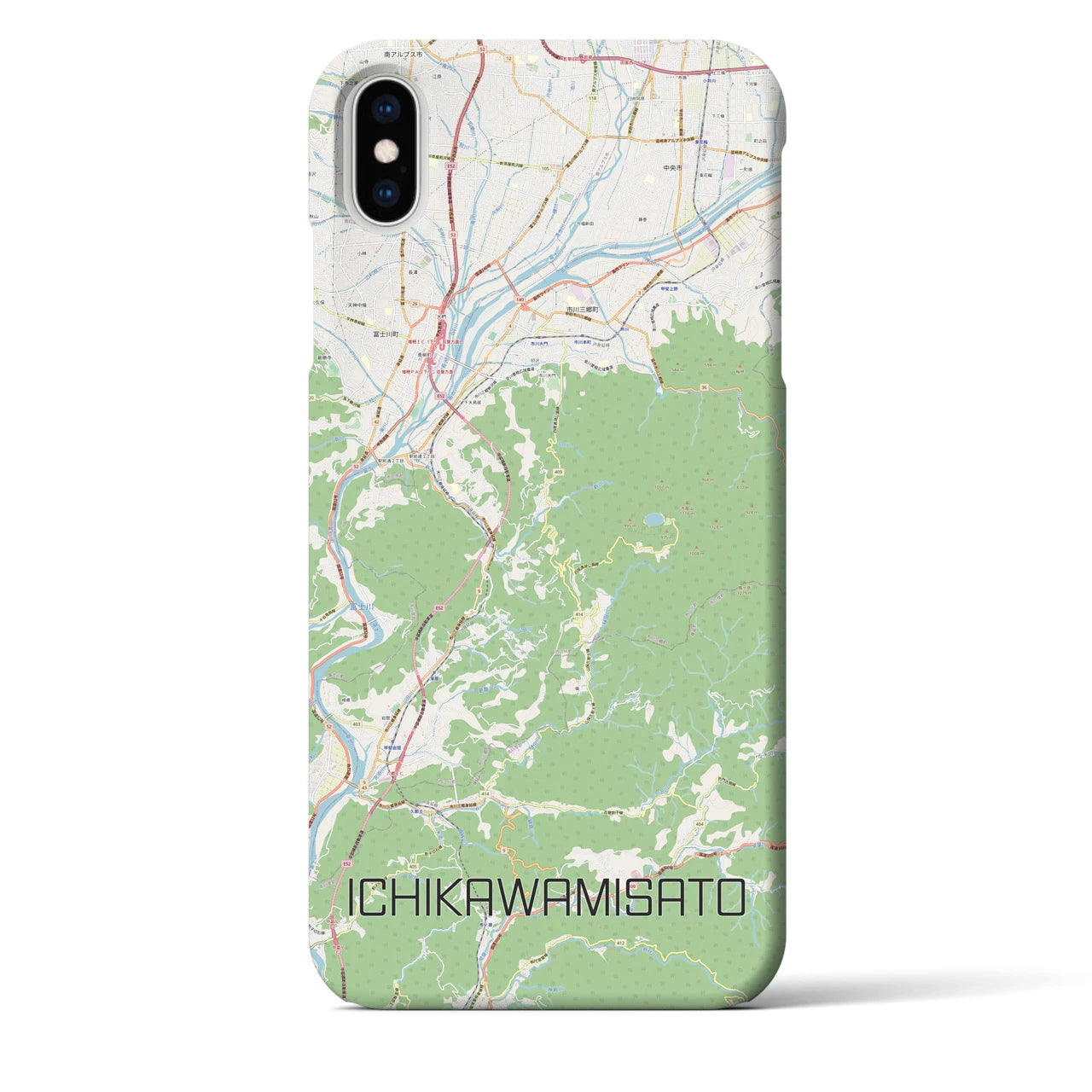 【市川三郷(山梨県)】地図柄iPhoneケース(バックカバータイプ)