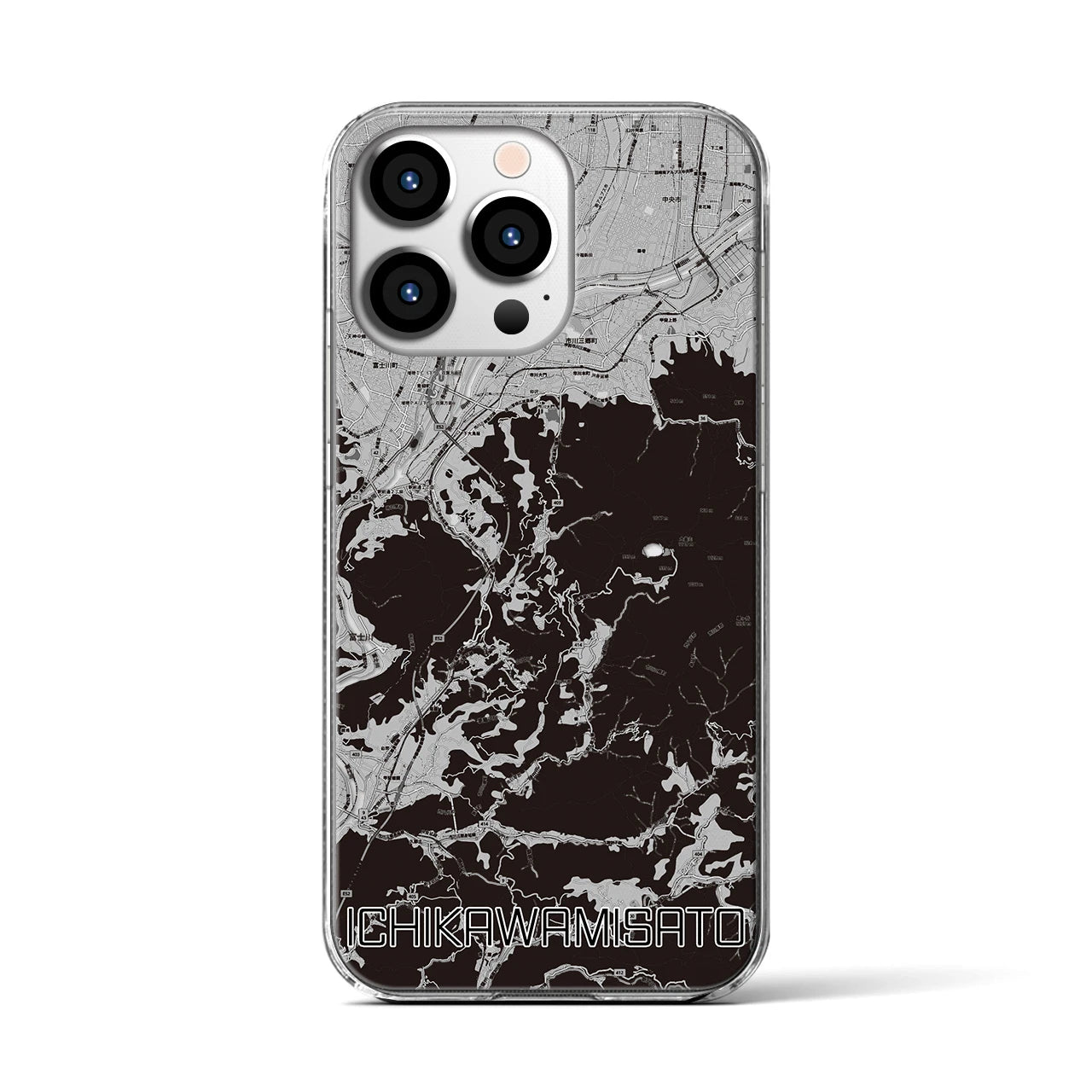 【市川三郷(山梨県)】地図柄iPhoneケース(クリアタイプ)