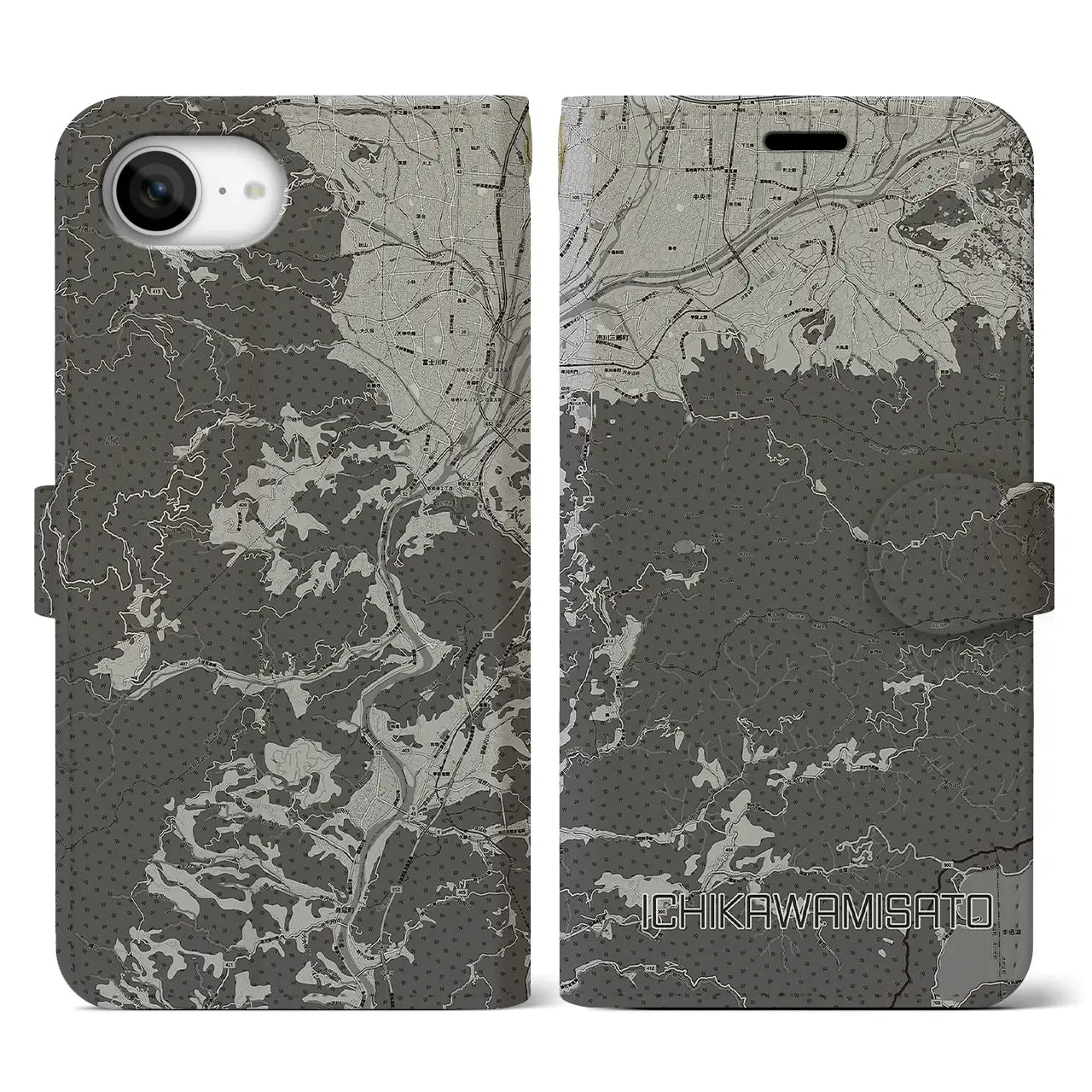 【市川三郷(山梨県)】地図柄iPhoneケース(手帳タイプ)