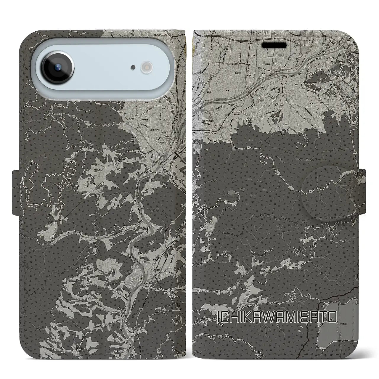 【市川三郷(山梨県)】地図柄iPhoneケース(手帳タイプ)