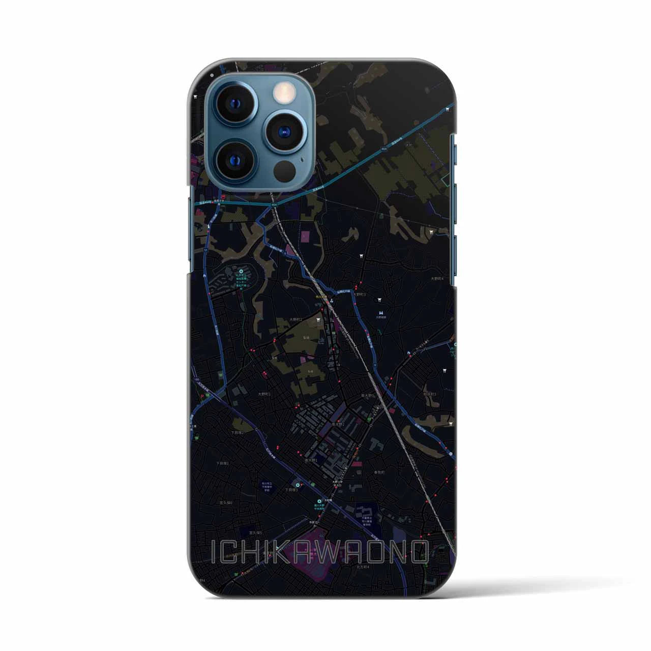 【市川大野(千葉県)】地図柄iPhoneケース(バックカバータイプ)