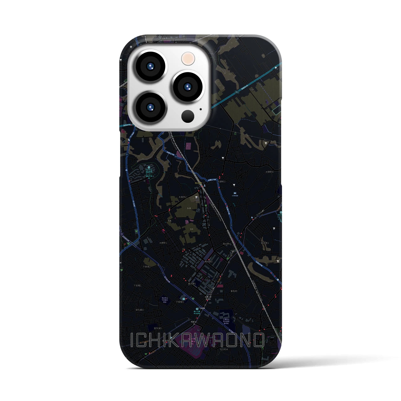 【市川大野(千葉県)】地図柄iPhoneケース(バックカバータイプ)