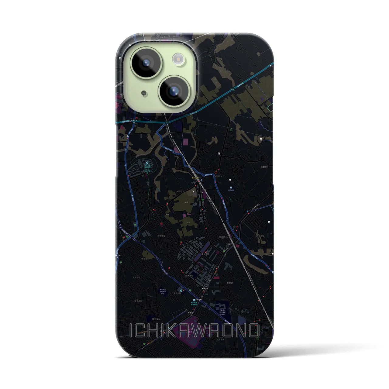 【市川大野(千葉県)】地図柄iPhoneケース(バックカバータイプ)