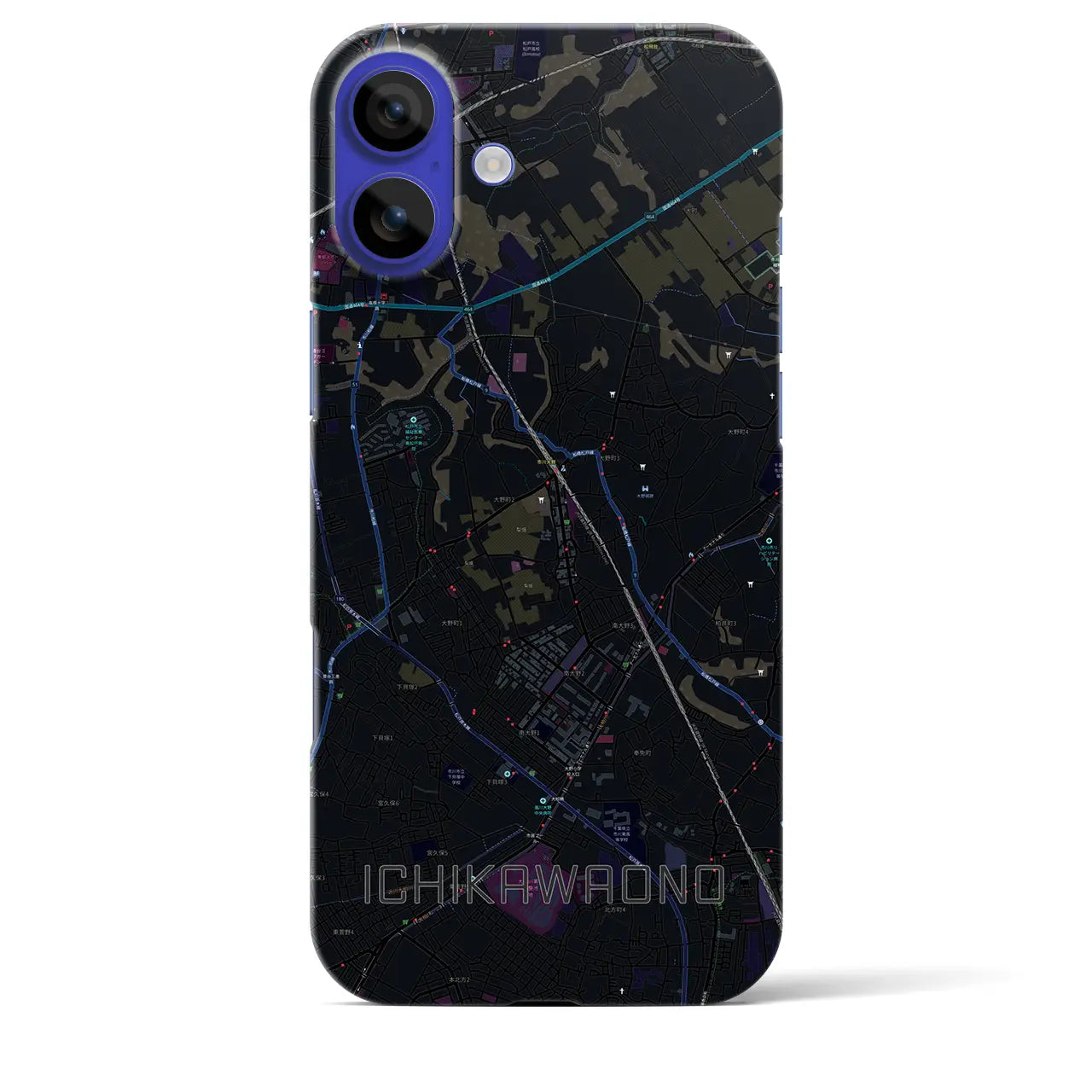 【市川大野(千葉県)】地図柄iPhoneケース(バックカバータイプ)