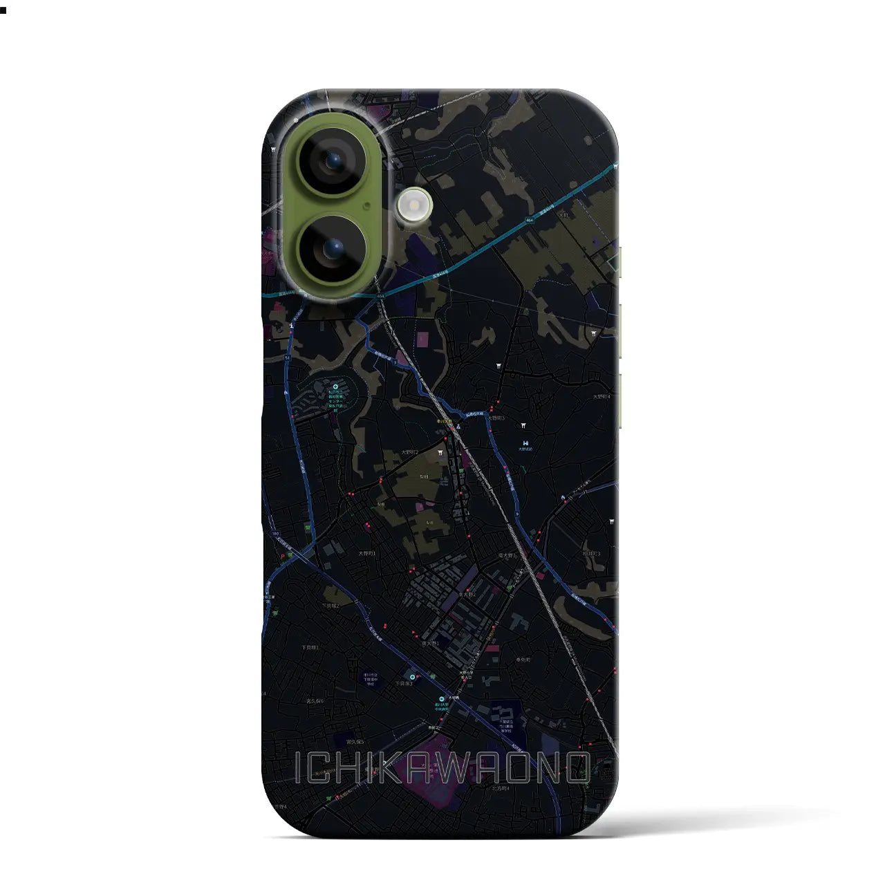 【市川大野(千葉県)】地図柄iPhoneケース(バックカバータイプ)