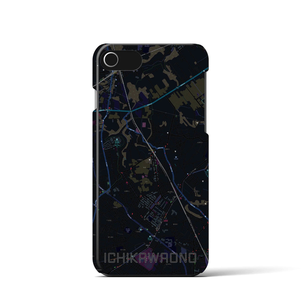 【市川大野(千葉県)】地図柄iPhoneケース(バックカバータイプ)