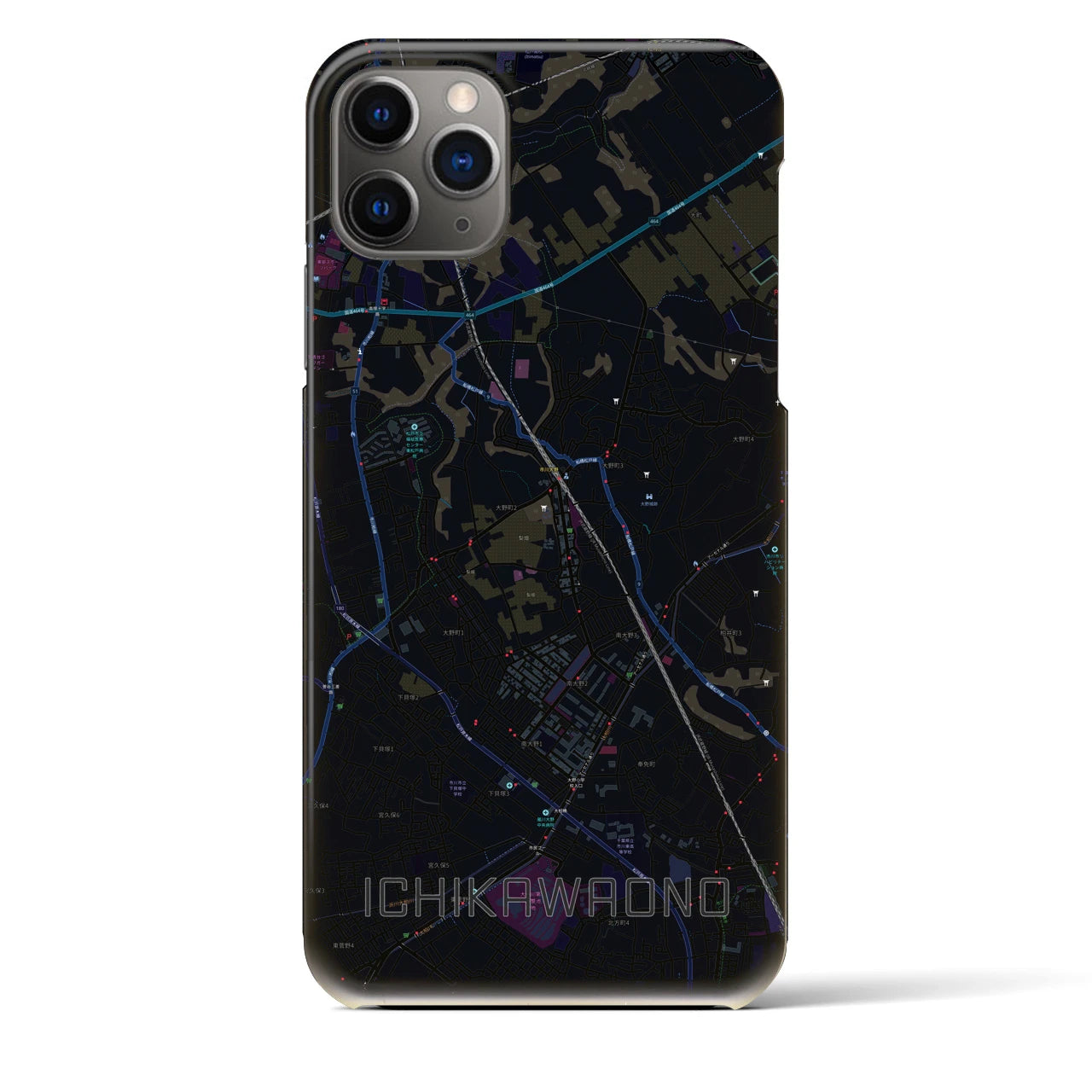 【市川大野(千葉県)】地図柄iPhoneケース(バックカバータイプ)