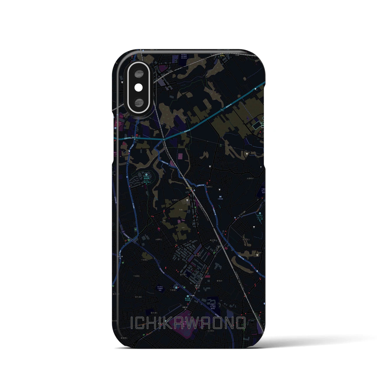 【市川大野(千葉県)】地図柄iPhoneケース(バックカバータイプ)