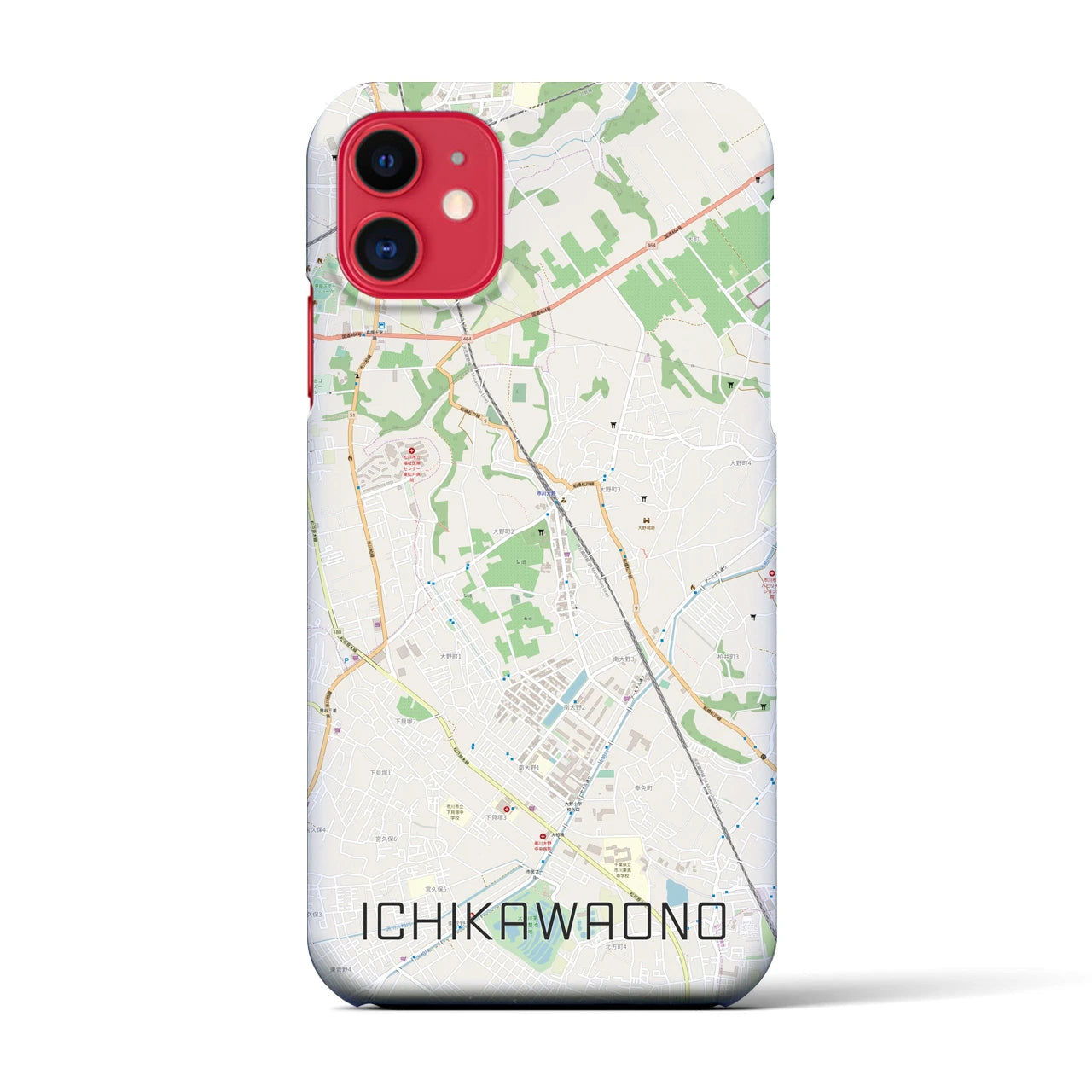 【市川大野(千葉県)】地図柄iPhoneケース(バックカバータイプ)