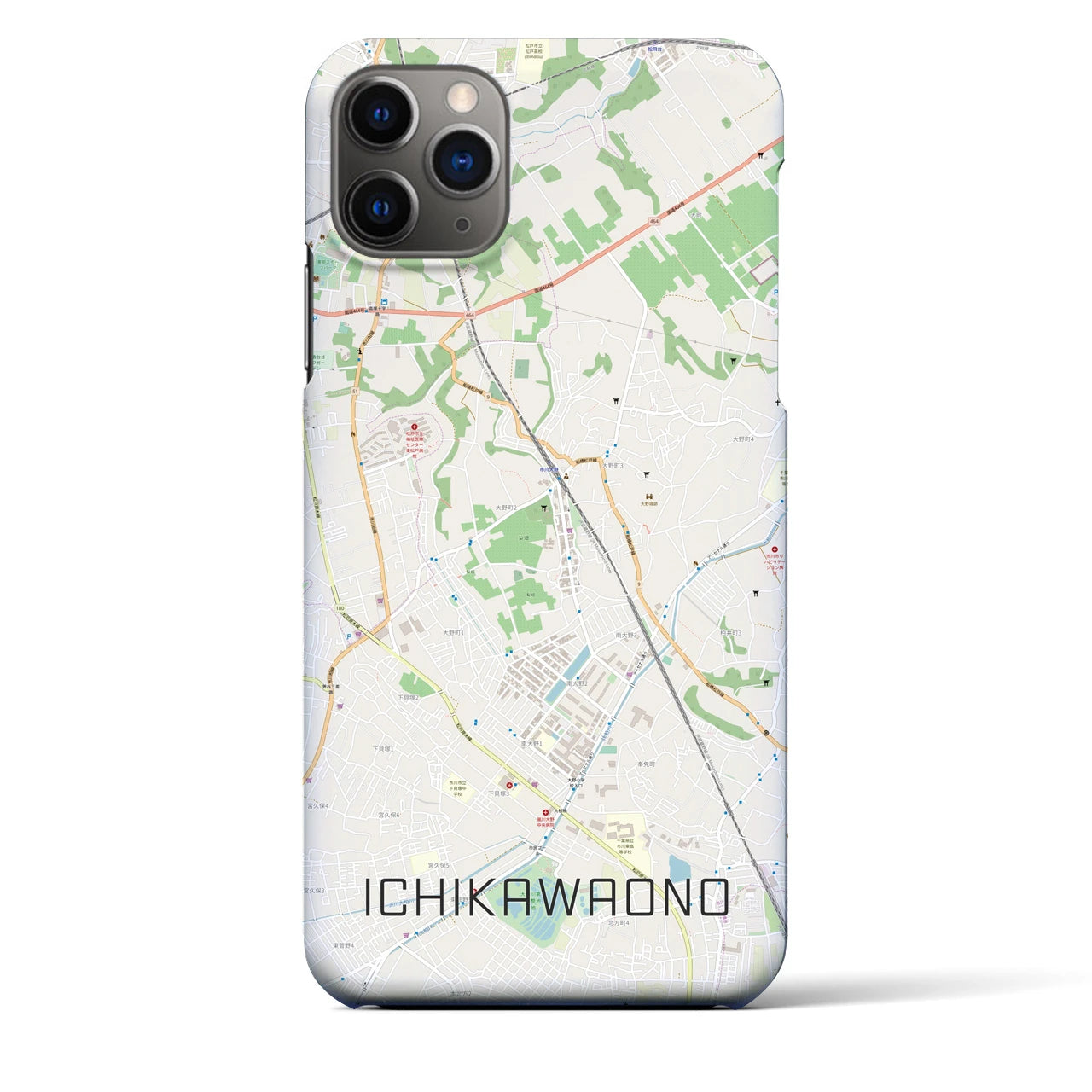 【市川大野(千葉県)】地図柄iPhoneケース(バックカバータイプ)