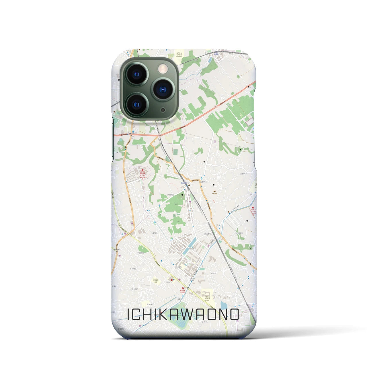 【市川大野(千葉県)】地図柄iPhoneケース(バックカバータイプ)
