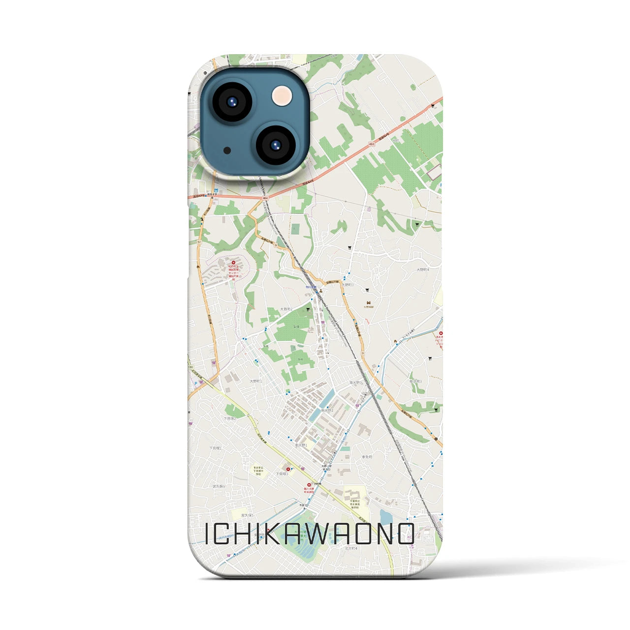 【市川大野(千葉県)】地図柄iPhoneケース(バックカバータイプ)