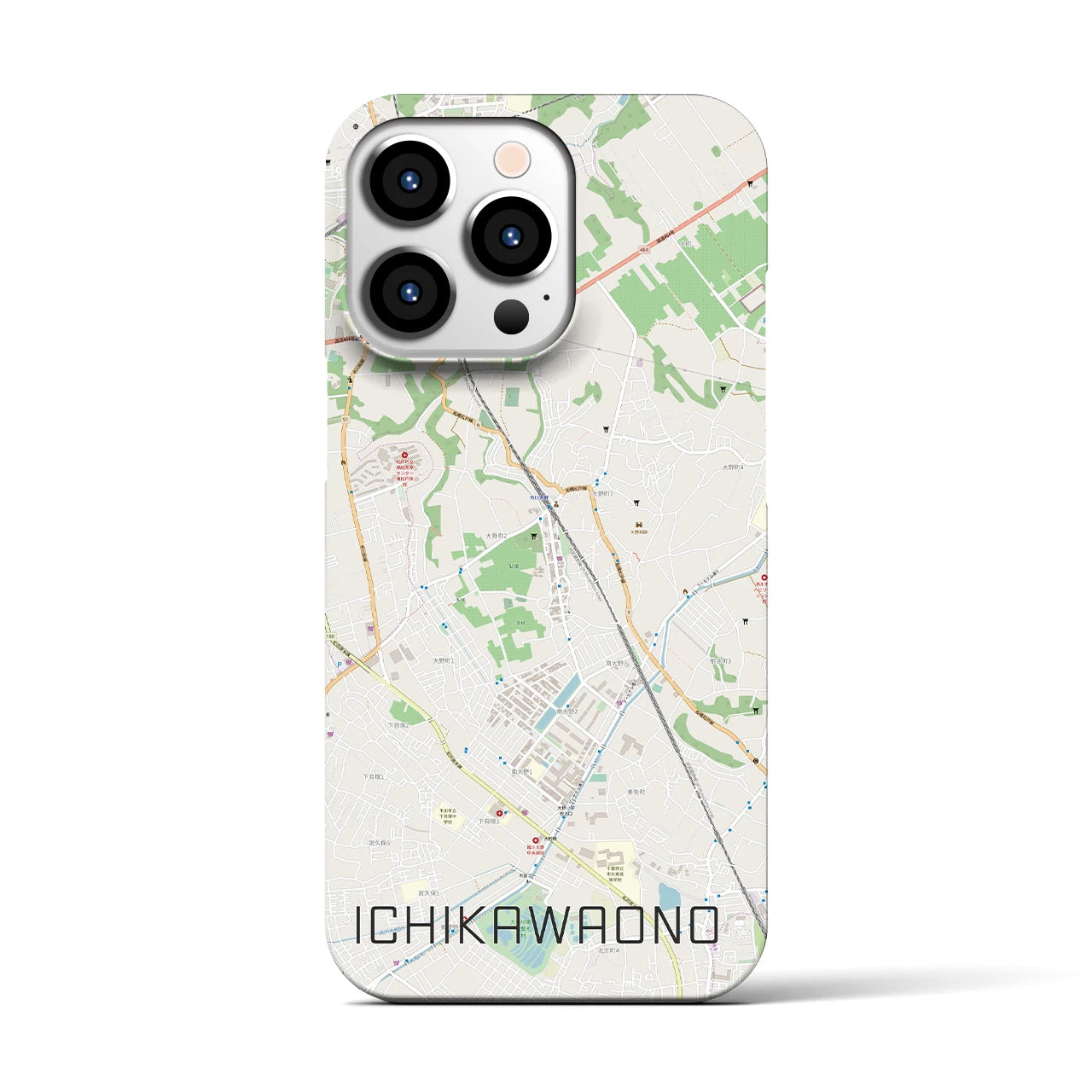 【市川大野(千葉県)】地図柄iPhoneケース(バックカバータイプ)