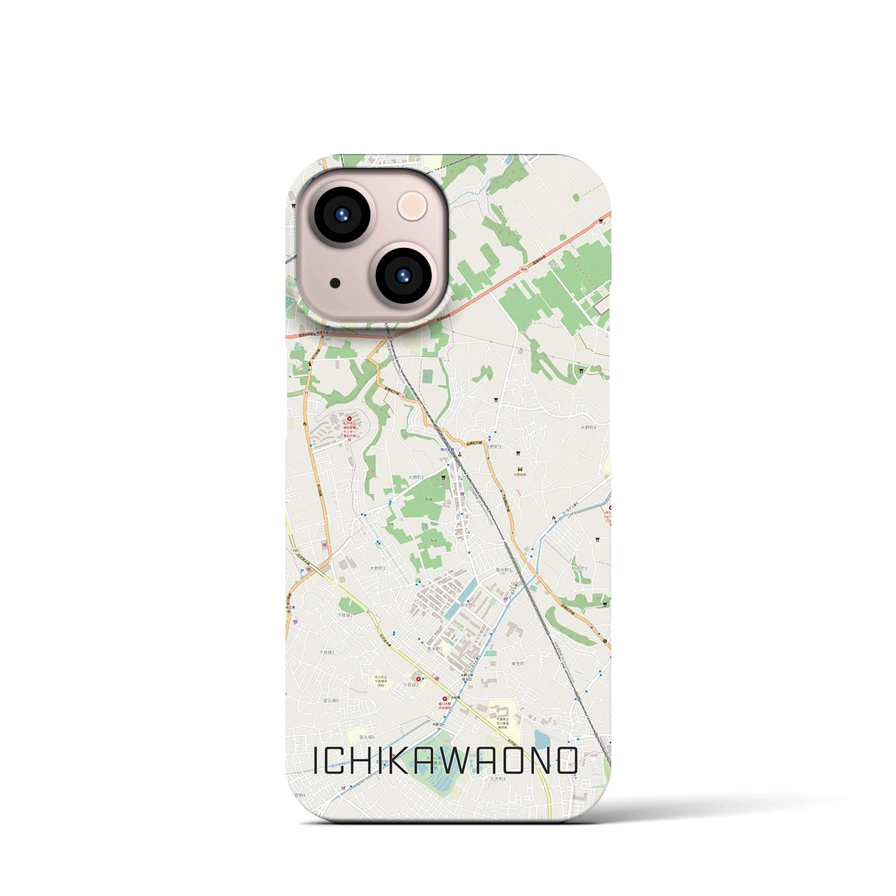 【市川大野(千葉県)】地図柄iPhoneケース(バックカバータイプ)