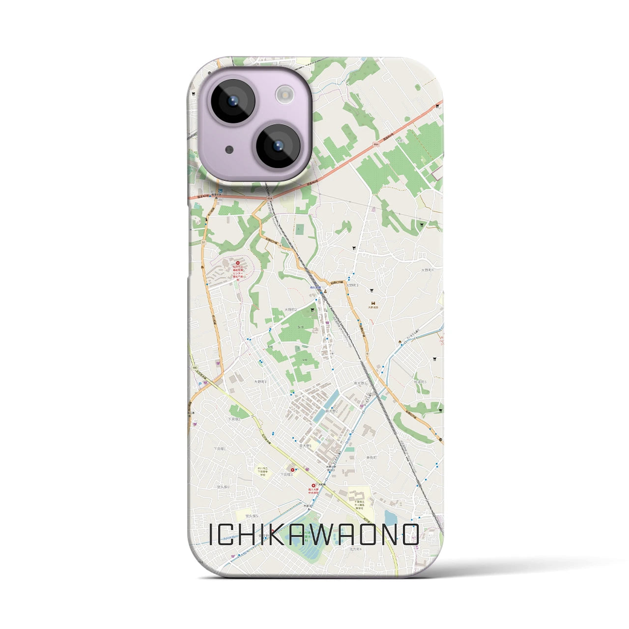 【市川大野(千葉県)】地図柄iPhoneケース(バックカバータイプ)