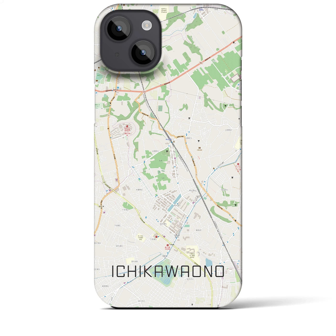 【市川大野(千葉県)】地図柄iPhoneケース(バックカバータイプ)