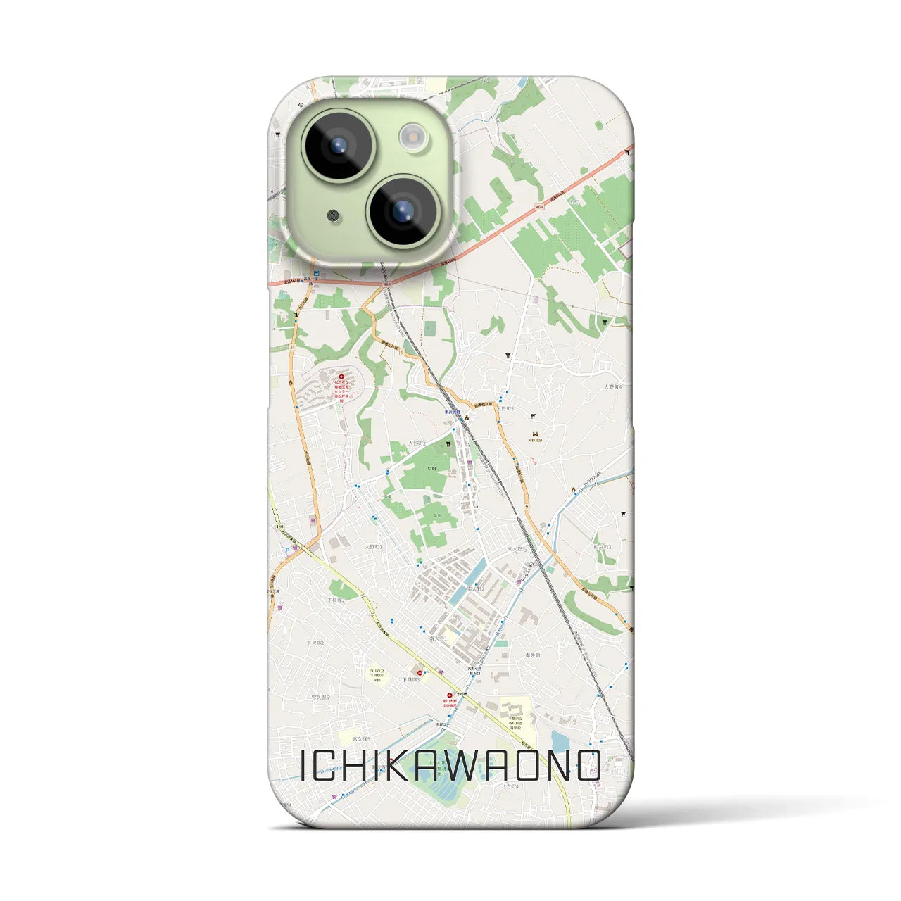 【市川大野(千葉県)】地図柄iPhoneケース(バックカバータイプ)