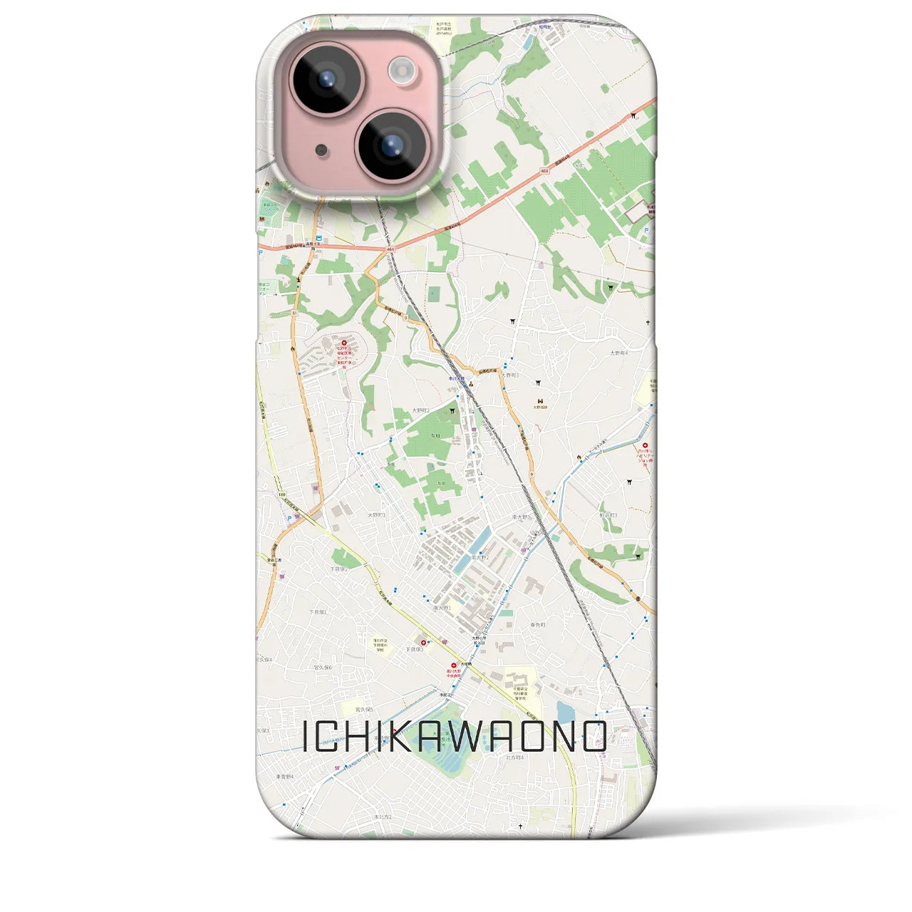【市川大野(千葉県)】地図柄iPhoneケース(バックカバータイプ)