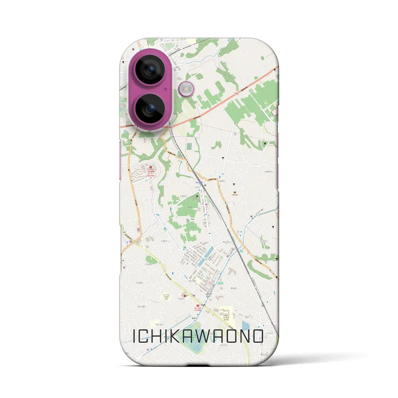 【市川大野(千葉県)】地図柄iPhoneケース(バックカバータイプ)