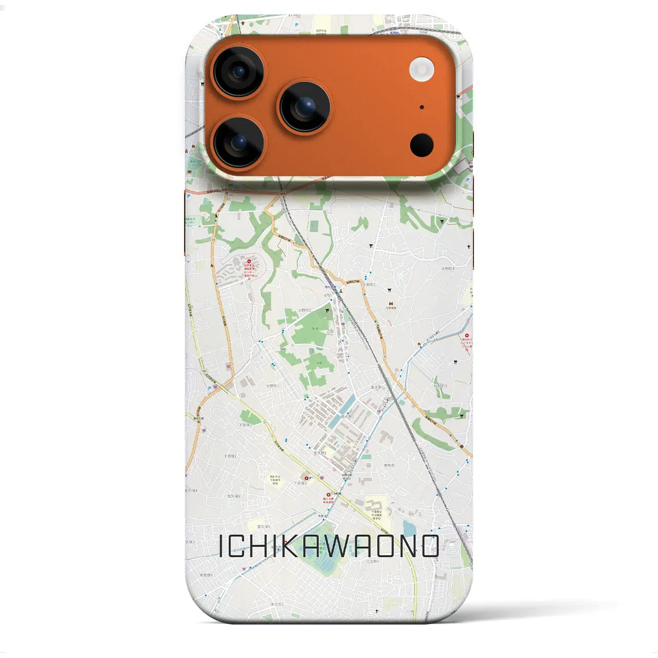 【市川大野(千葉県)】地図柄iPhoneケース(バックカバータイプ)ナチュラル・iPhone 17 Pro Max 用