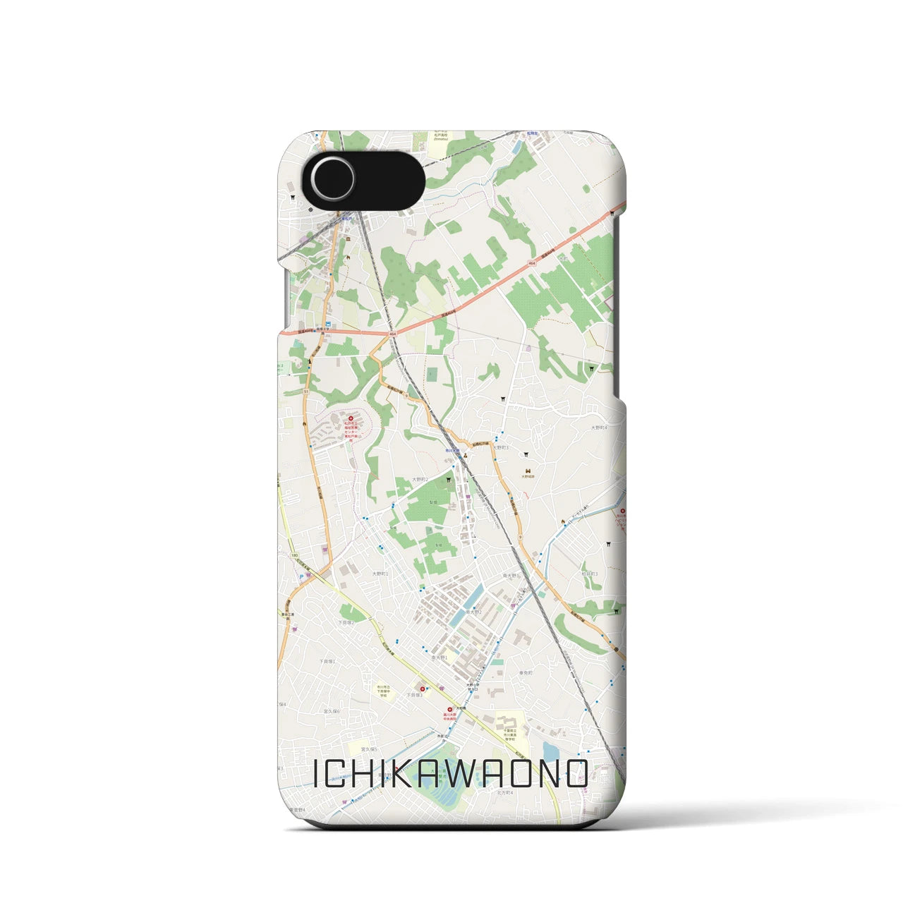 【市川大野(千葉県)】地図柄iPhoneケース(バックカバータイプ)