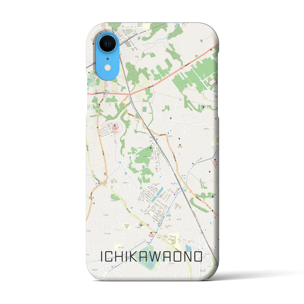 【市川大野(千葉県)】地図柄iPhoneケース(バックカバータイプ)