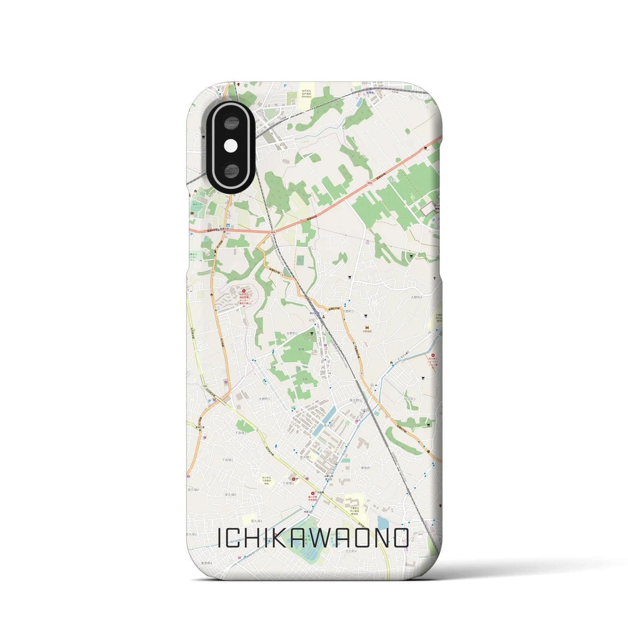 【市川大野(千葉県)】地図柄iPhoneケース(バックカバータイプ)