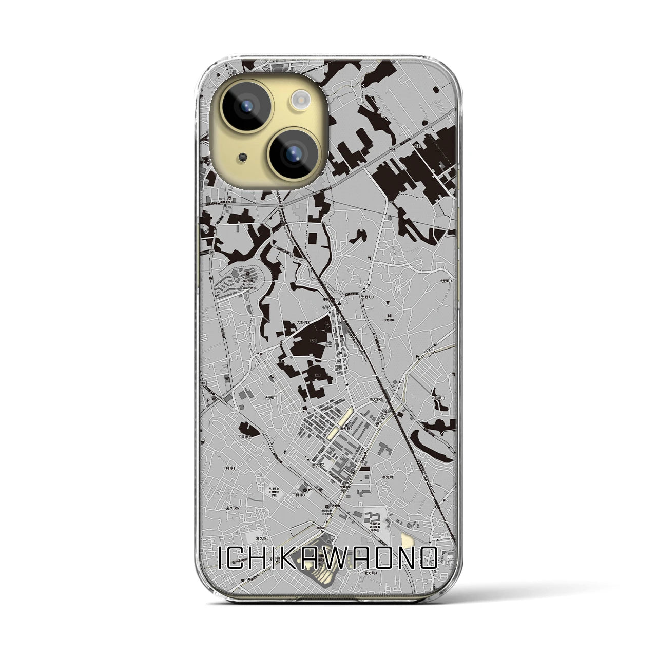 【市川大野(千葉県)】地図柄iPhoneケース(クリアタイプ)
