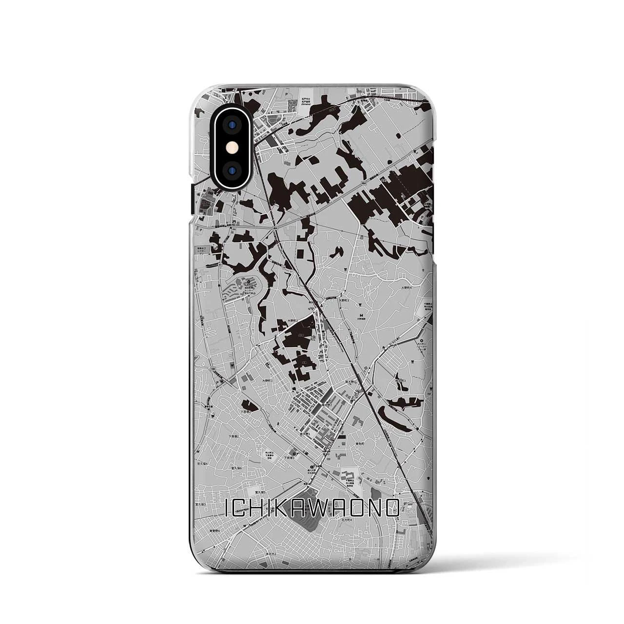 【市川大野(千葉県)】地図柄iPhoneケース(クリアタイプ)モノトーン・iPhone XS / X 用