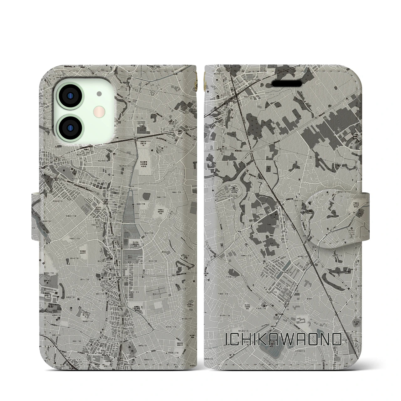 【市川大野(千葉県)】地図柄iPhoneケース(手帳タイプ)