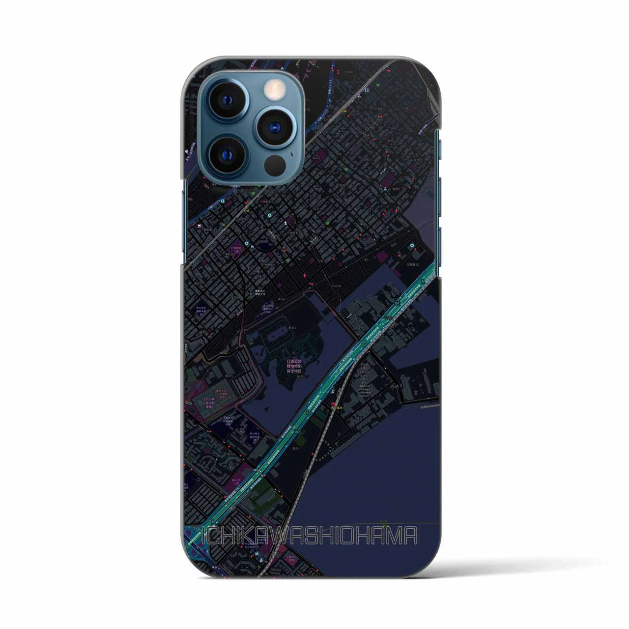 【市川塩浜(千葉県)】地図柄iPhoneケース(バックカバータイプ)