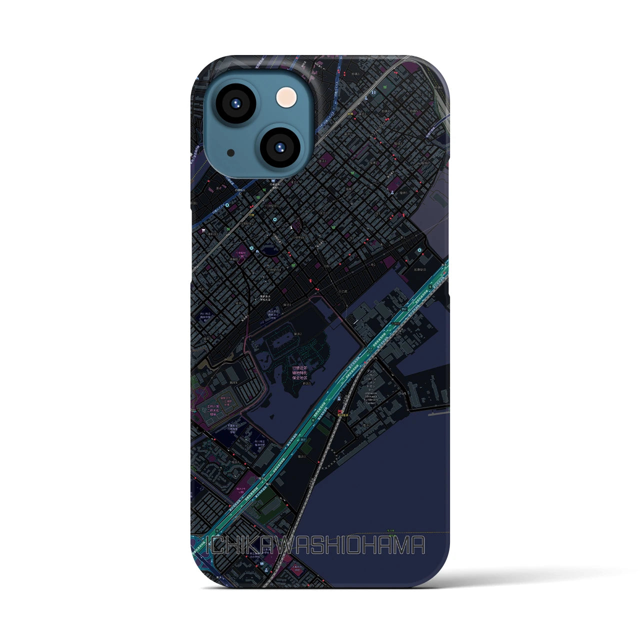 【市川塩浜(千葉県)】地図柄iPhoneケース(バックカバータイプ)