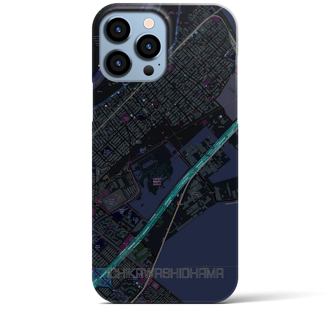【市川塩浜(千葉県)】地図柄iPhoneケース(バックカバータイプ)