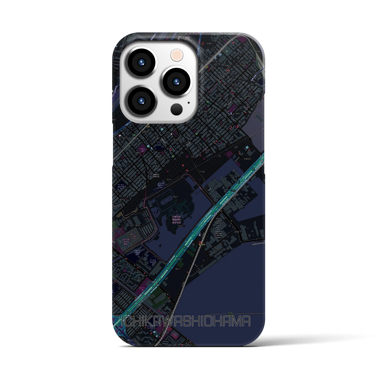 【市川塩浜(千葉県)】地図柄iPhoneケース(バックカバータイプ)
