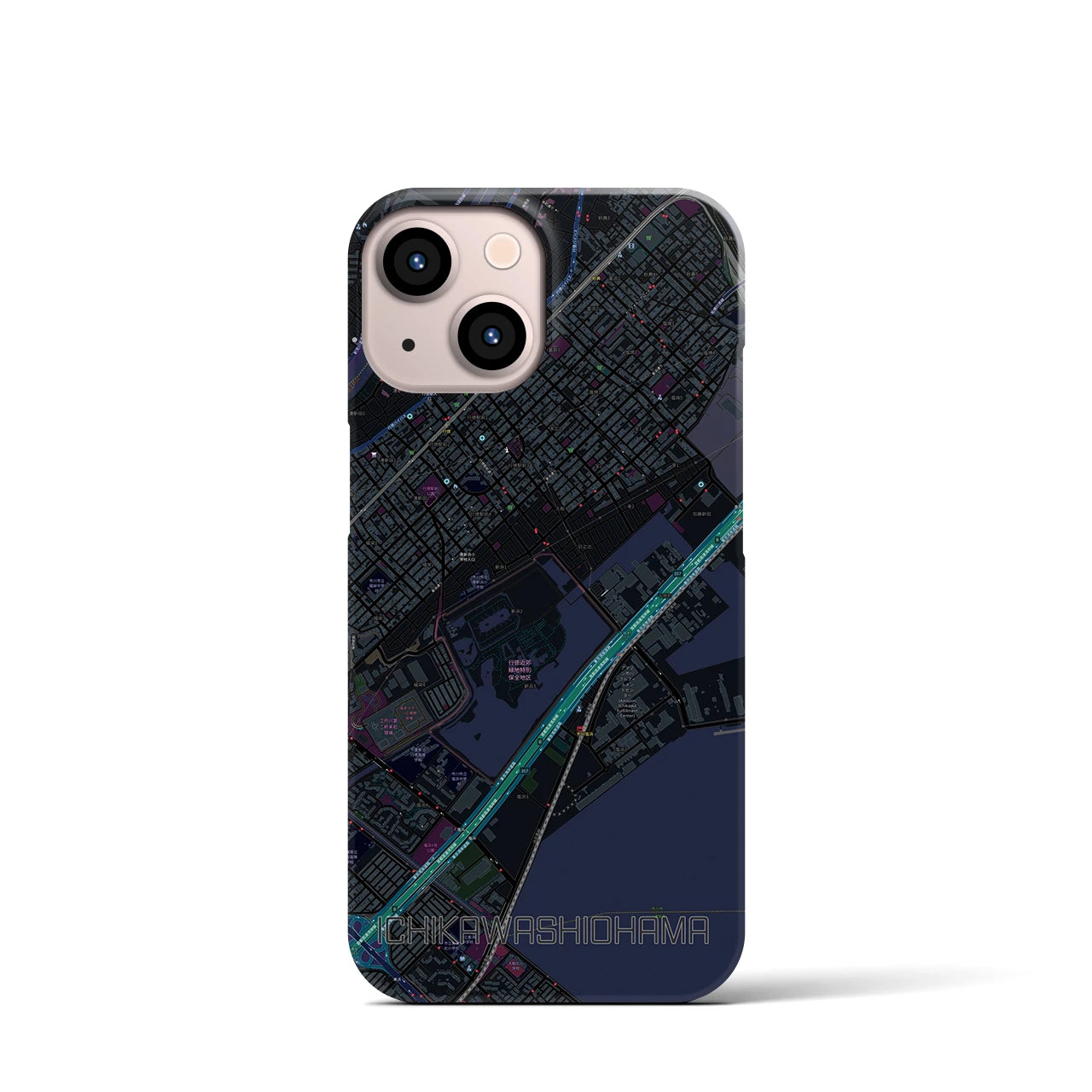 【市川塩浜(千葉県)】地図柄iPhoneケース(バックカバータイプ)