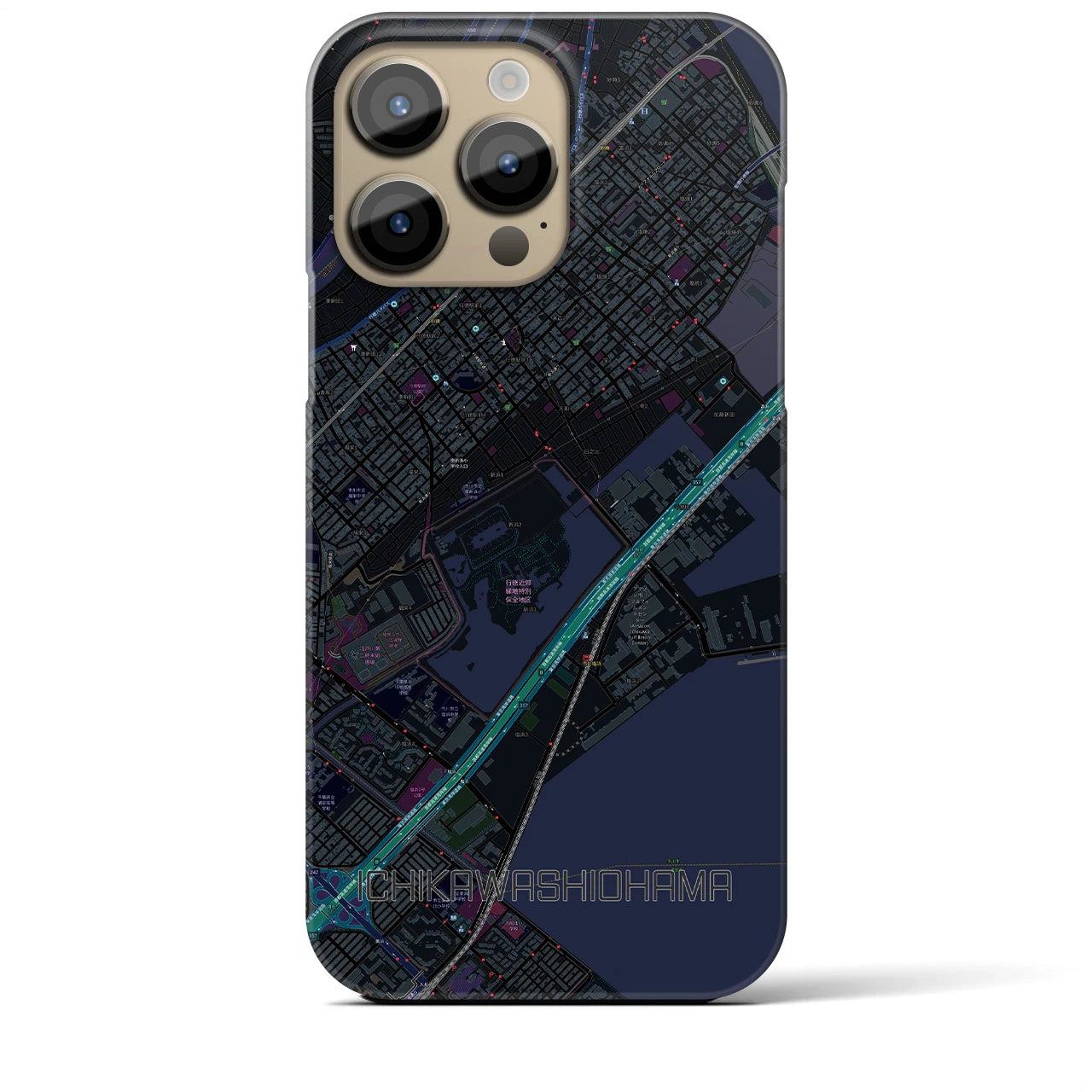 【市川塩浜(千葉県)】地図柄iPhoneケース(バックカバータイプ)