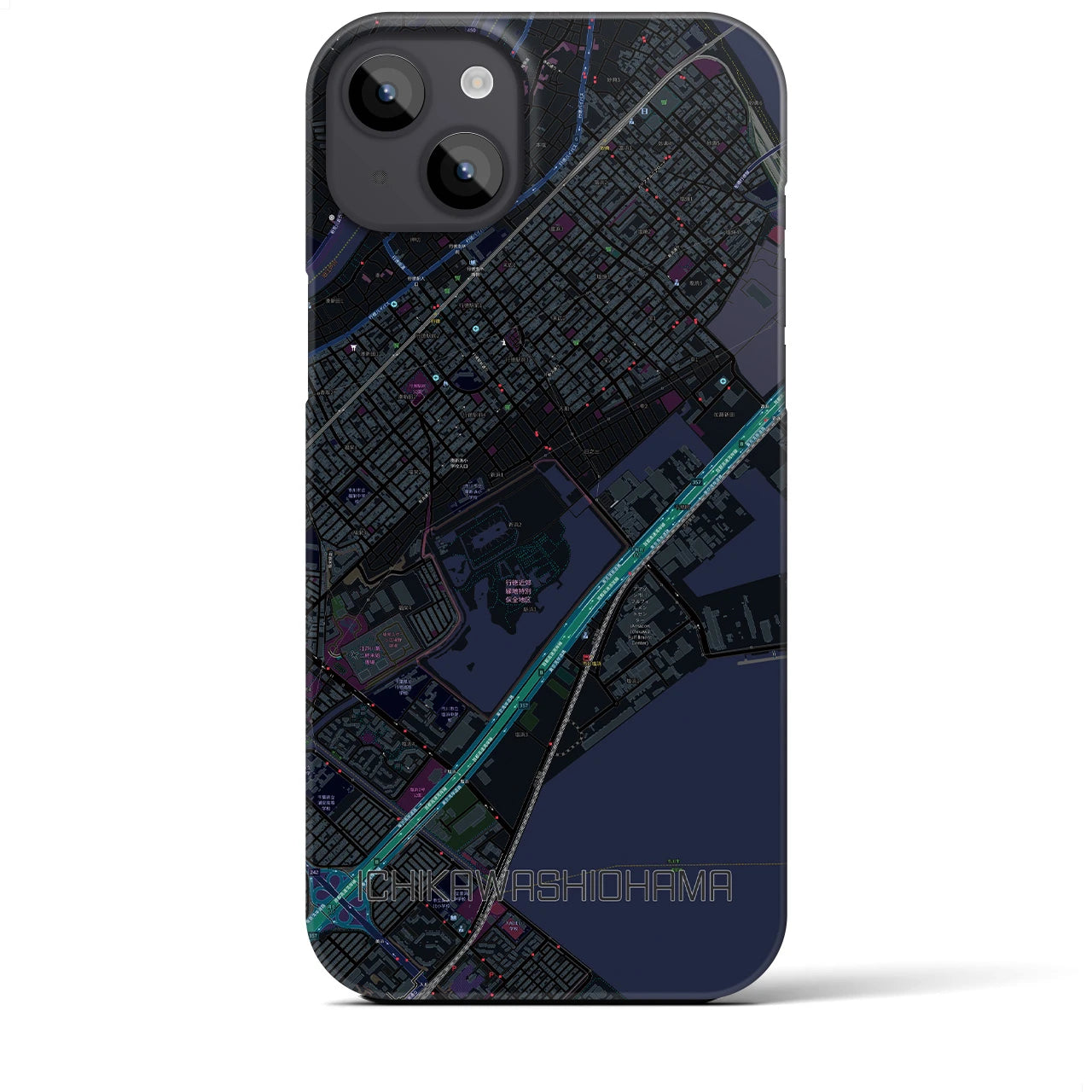 【市川塩浜(千葉県)】地図柄iPhoneケース(バックカバータイプ)