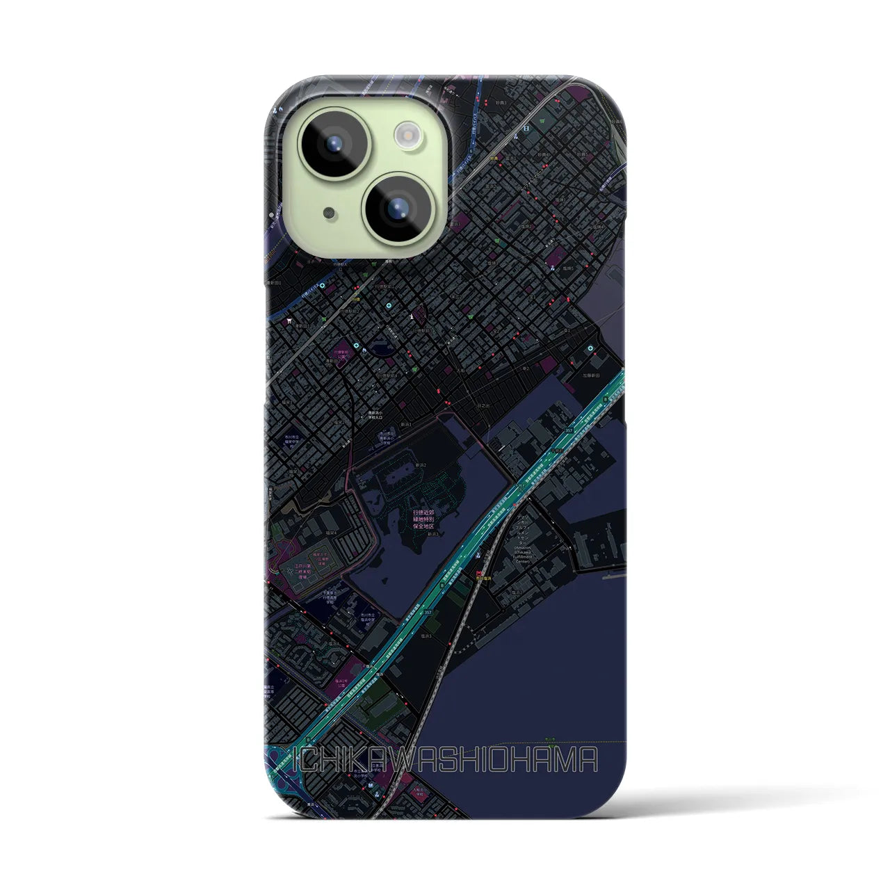 【市川塩浜(千葉県)】地図柄iPhoneケース(バックカバータイプ)