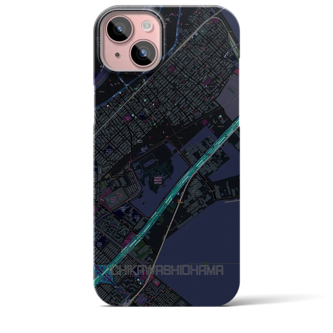 【市川塩浜(千葉県)】地図柄iPhoneケース(バックカバータイプ)