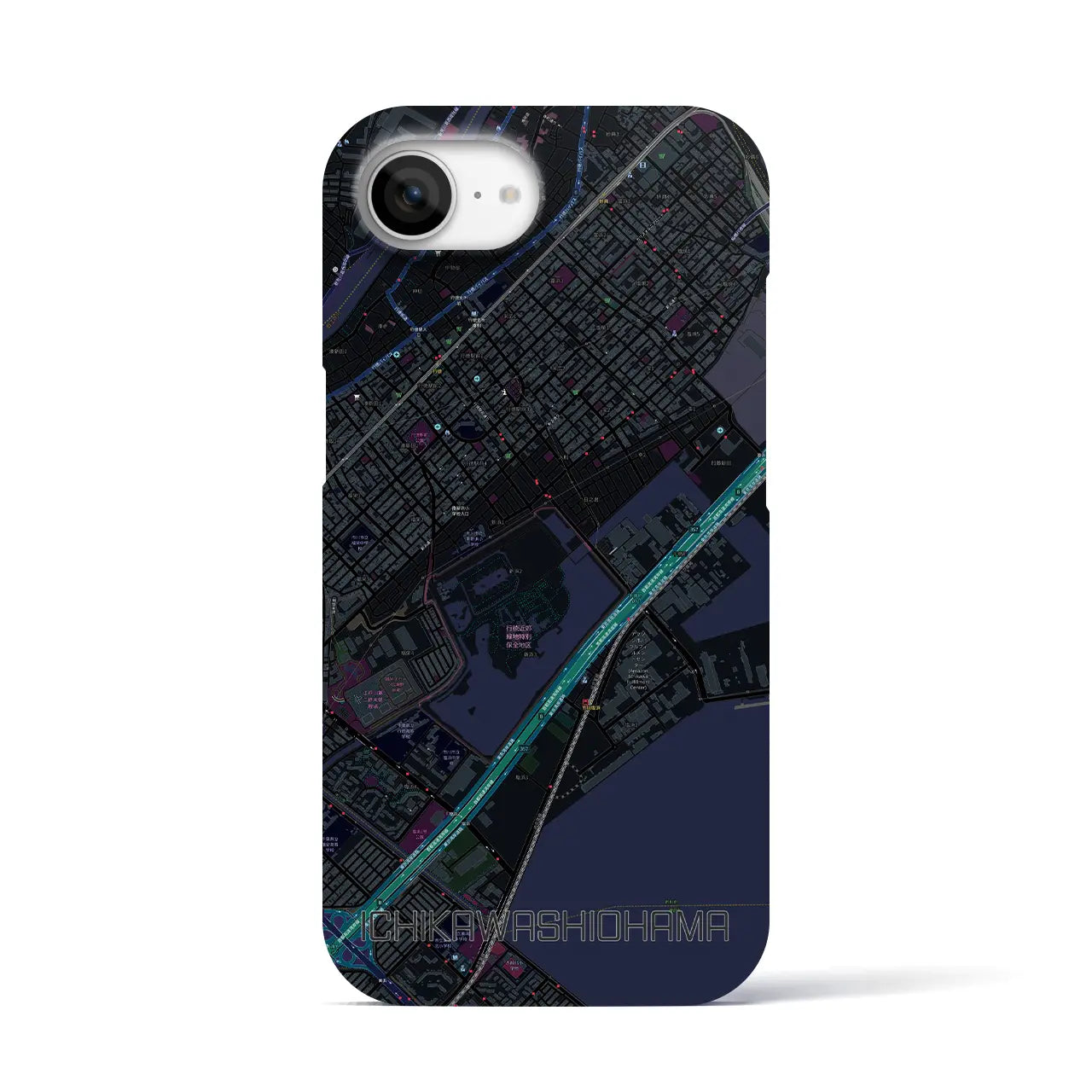 【市川塩浜(千葉県)】地図柄iPhoneケース(バックカバータイプ)
