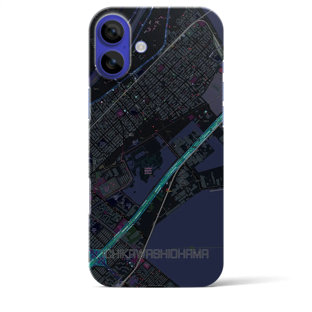 【市川塩浜(千葉県)】地図柄iPhoneケース(バックカバータイプ)