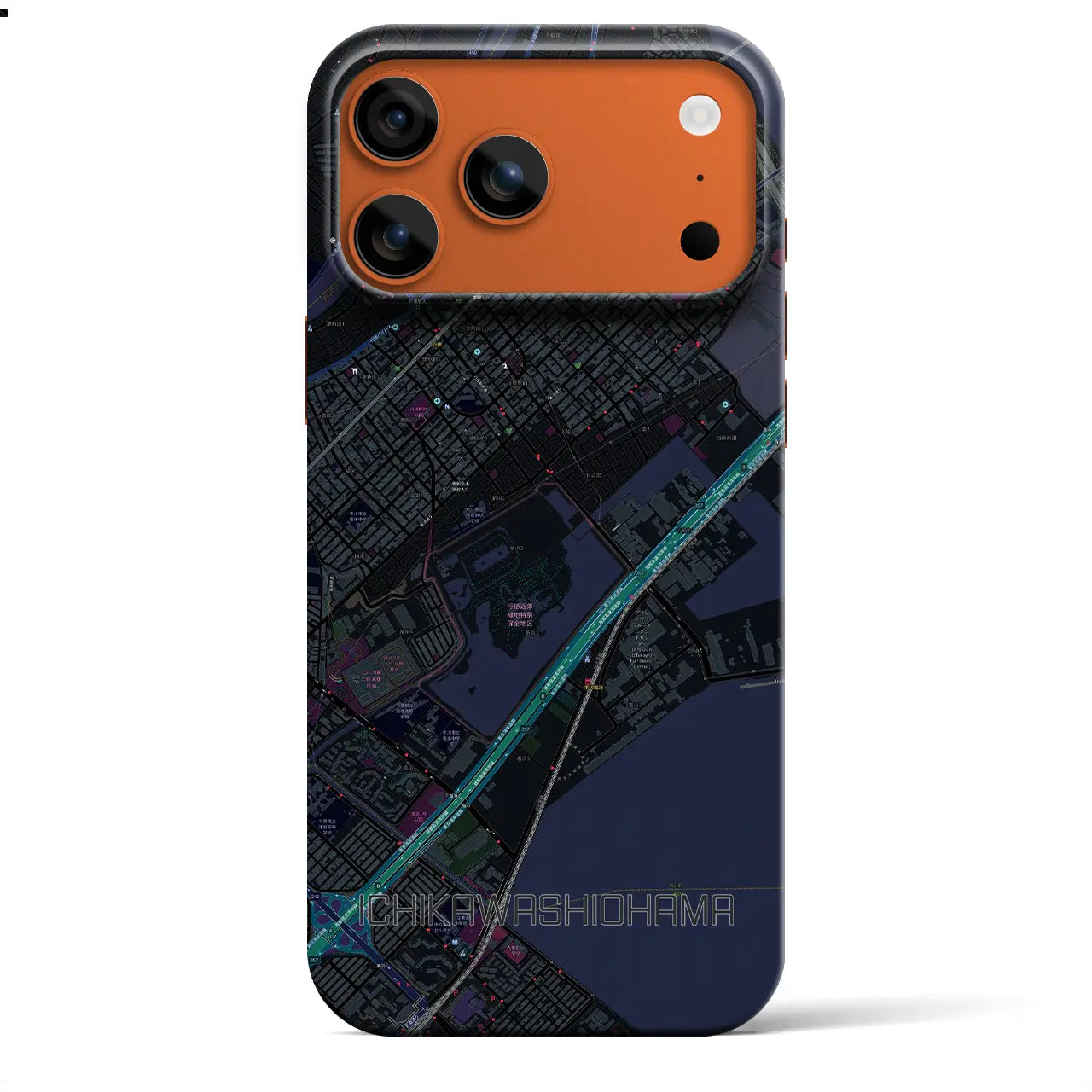 【市川塩浜(千葉県)】地図柄iPhoneケース(バックカバータイプ)