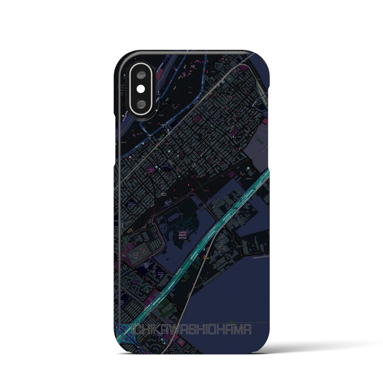 【市川塩浜(千葉県)】地図柄iPhoneケース(バックカバータイプ)