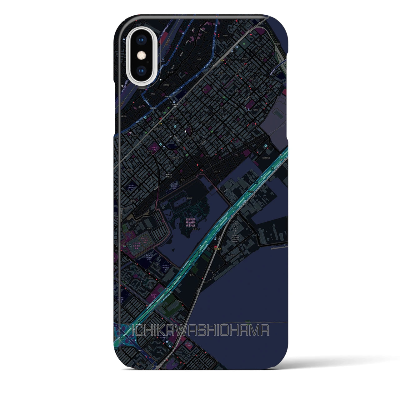 【市川塩浜(千葉県)】地図柄iPhoneケース(バックカバータイプ)