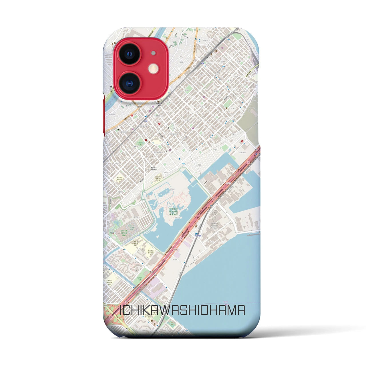 【市川塩浜(千葉県)】地図柄iPhoneケース(バックカバータイプ)