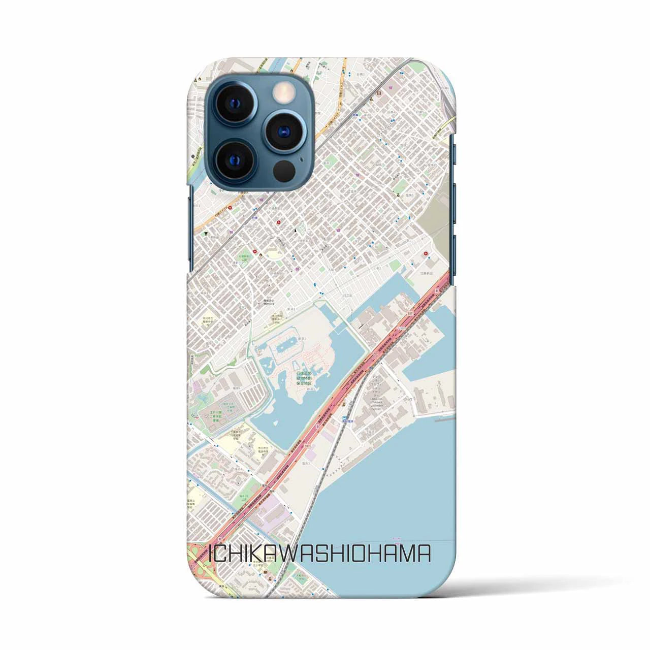 【市川塩浜(千葉県)】地図柄iPhoneケース(バックカバータイプ)