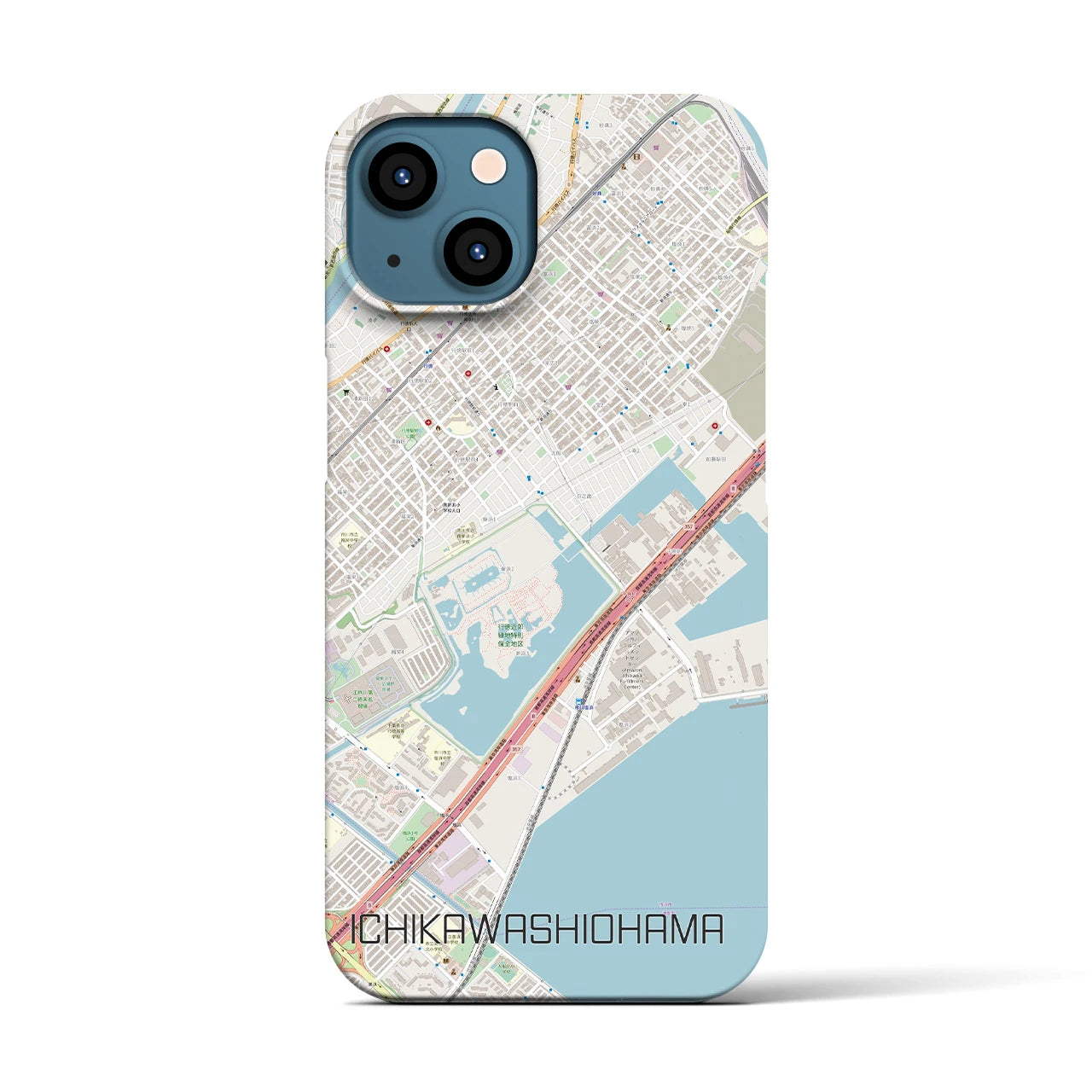 【市川塩浜(千葉県)】地図柄iPhoneケース(バックカバータイプ)
