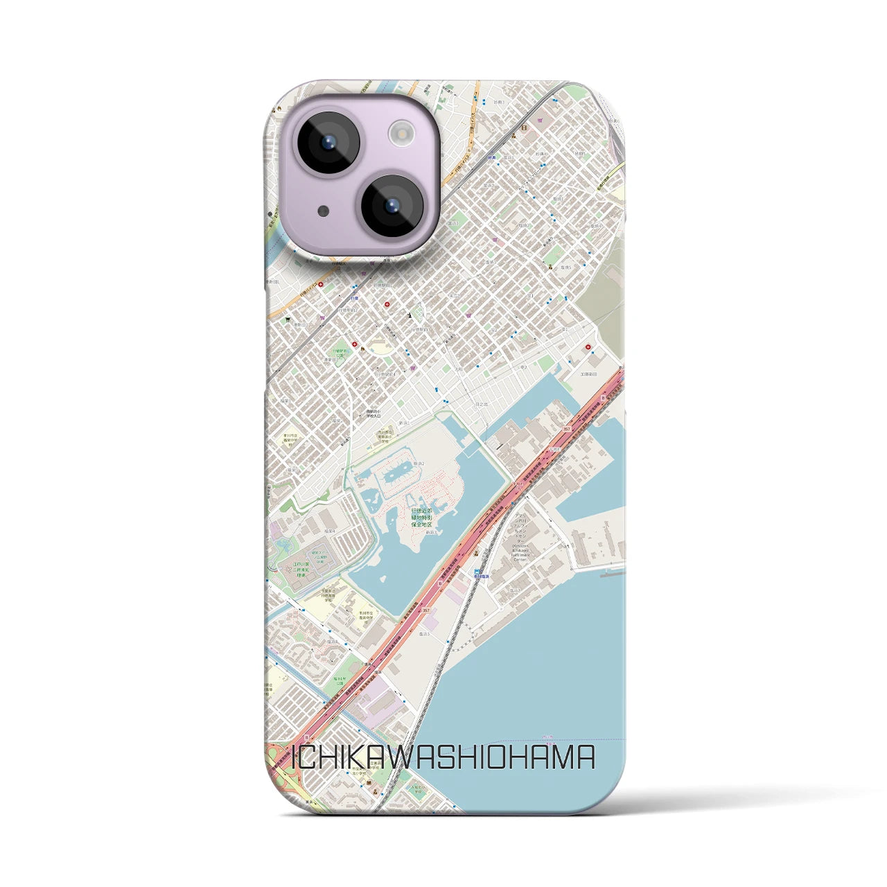 【市川塩浜(千葉県)】地図柄iPhoneケース(バックカバータイプ)