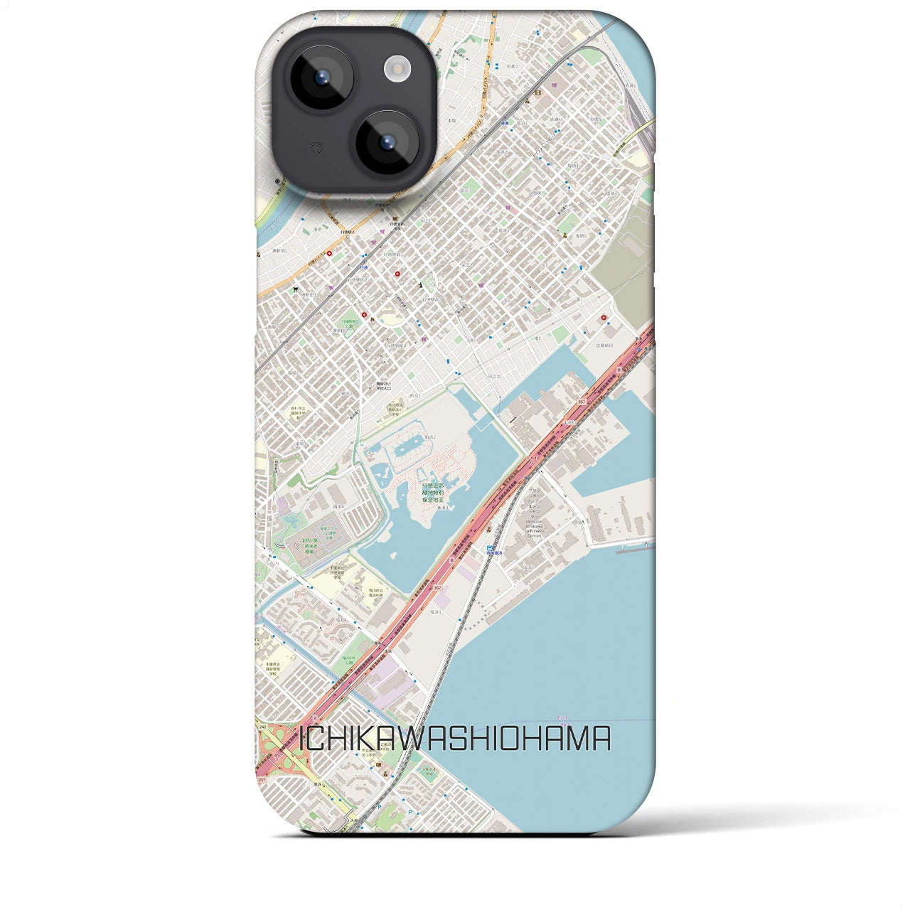 【市川塩浜(千葉県)】地図柄iPhoneケース(バックカバータイプ)
