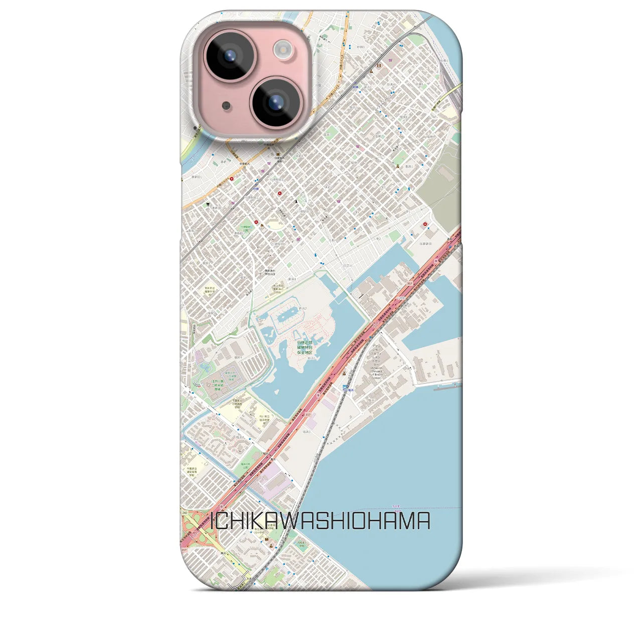 【市川塩浜(千葉県)】地図柄iPhoneケース(バックカバータイプ)